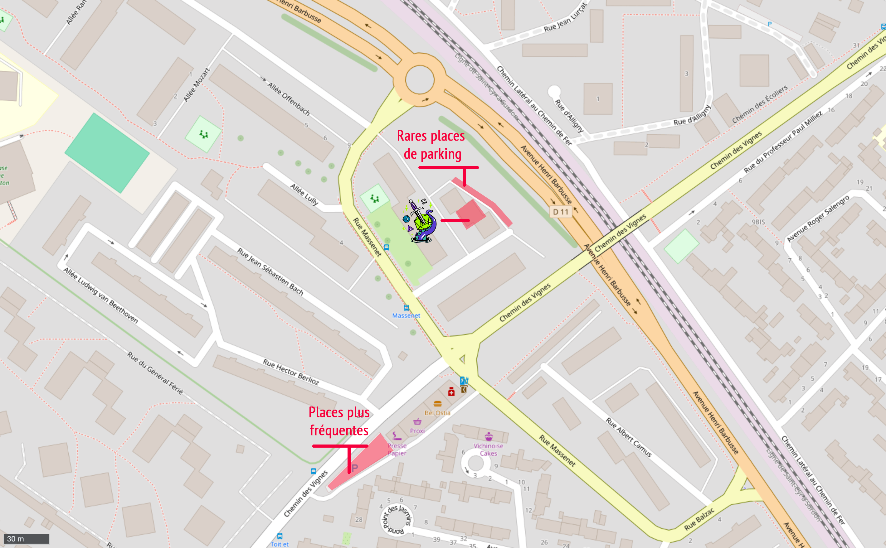 carte routière localisant les locaux